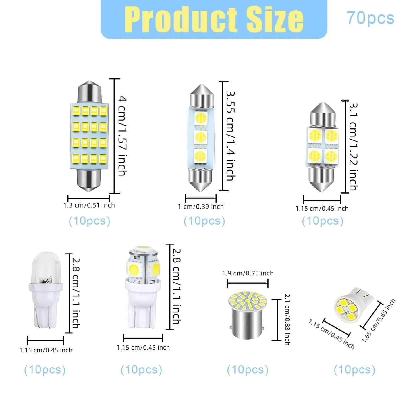 💡70 & 42 Pcs Interior Car Light Kit