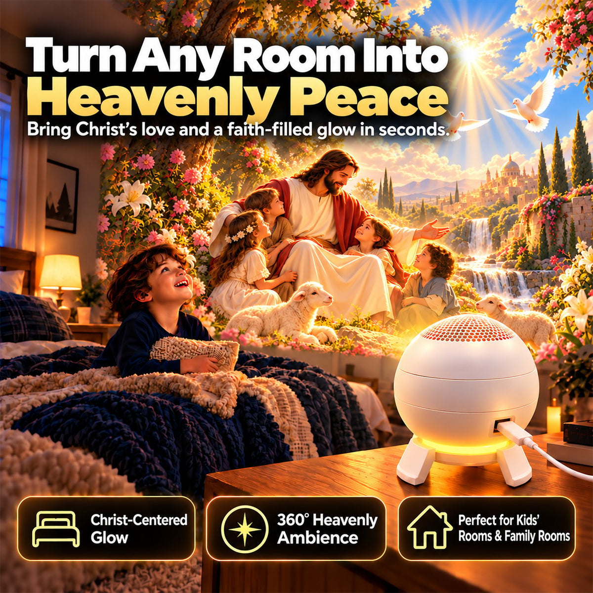 ✝️ Jesus Loves the Little Children 5D Projection Light – Faith-Inspired Wall & Ceiling Decor