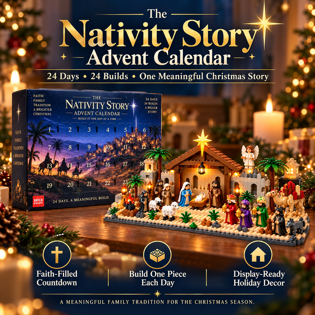 🎄 Nativity Building Advent Calendar ✨| 24 Daily Builds to Create a Complete Christmas Scene 🧱