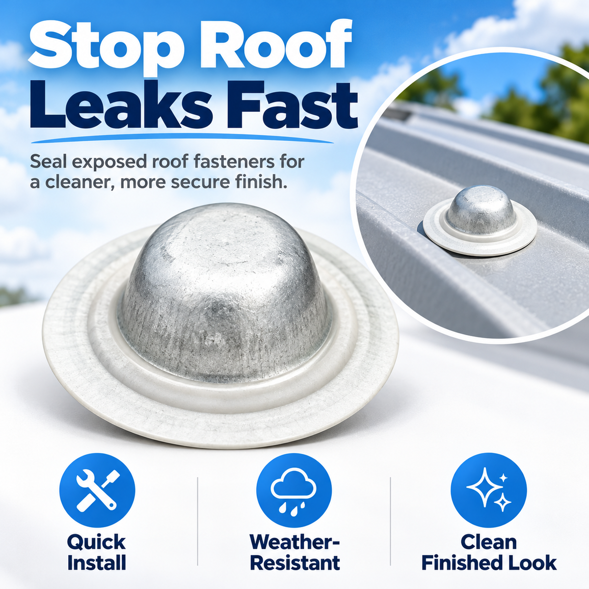 🏠🔩 Waterproof Metal Roof Screw Caps – Leakproof Roofing Fastener Covers 🌧️💧 | Rust Protection & Easy Installation 🛠️✨ | 20/30 PCS