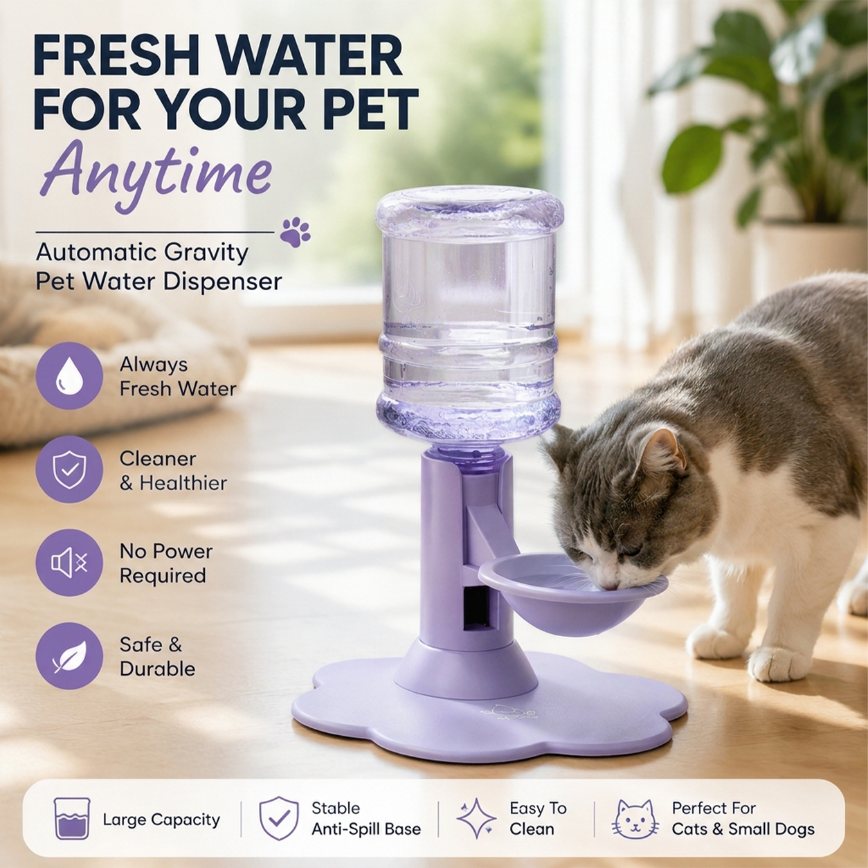 🐾 Automatic Pet Water Dispenser – Gravity Self Refilling Cat & Dog Water Bowl