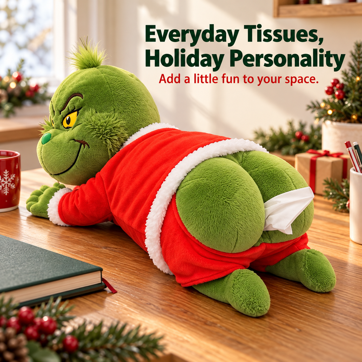 Green Christmas Plush Tissue Box Cover - product image 9
