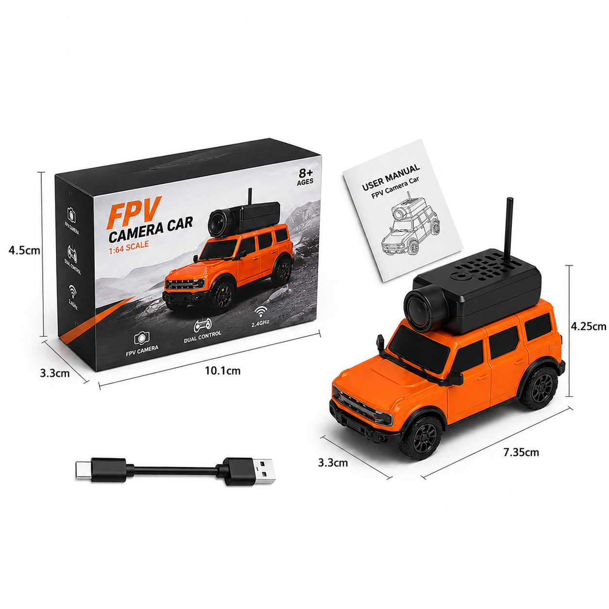 🚙 Mini FPV Camera Car – 720P Live View & Dual Control