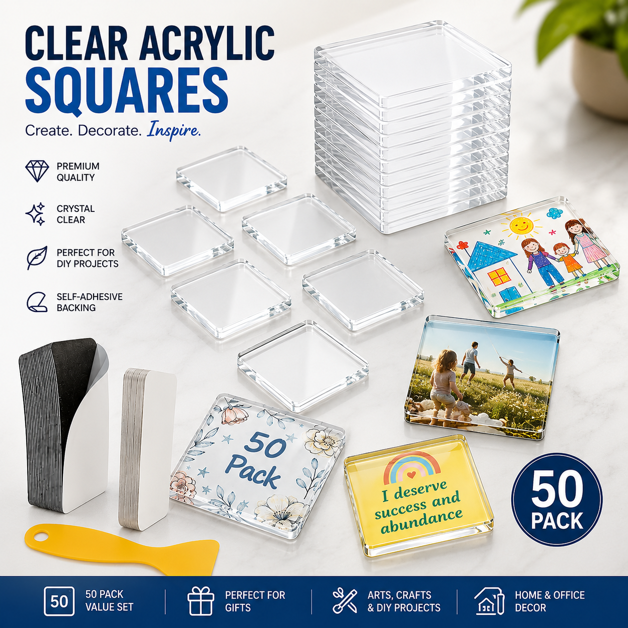 🖼️Magnetic Photo Frames 2"x2" Clear Acrylic DIY Fridge Magnets – Create