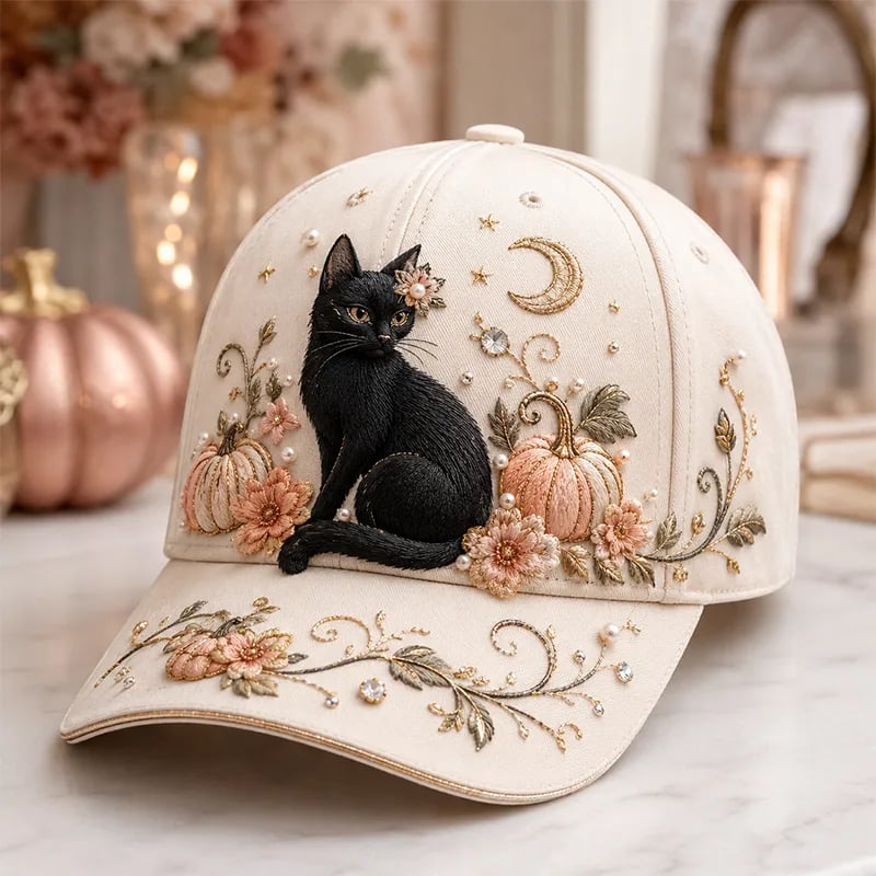 π 3D Halloween Embroidery Cap | Spooky Cute Adjustable Hat for Fall Outfits, Daily Styling & Halloween Parties
