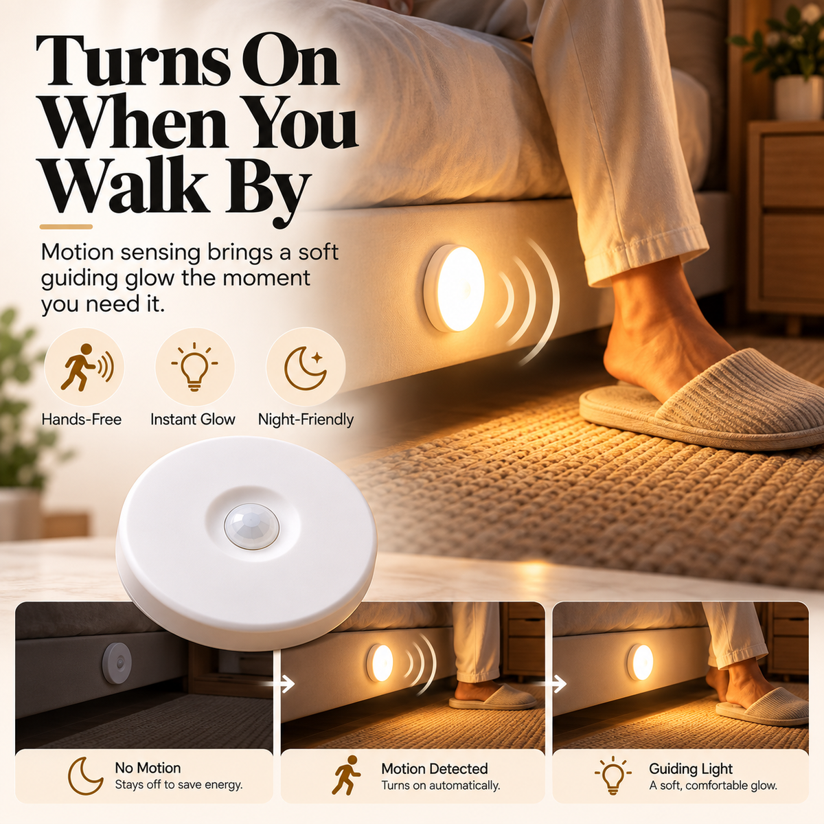 💡✨ Smart Motion Sensor LED Night Lights – Wireless Peel & Stick Automatic Lighting, 2-Pack
