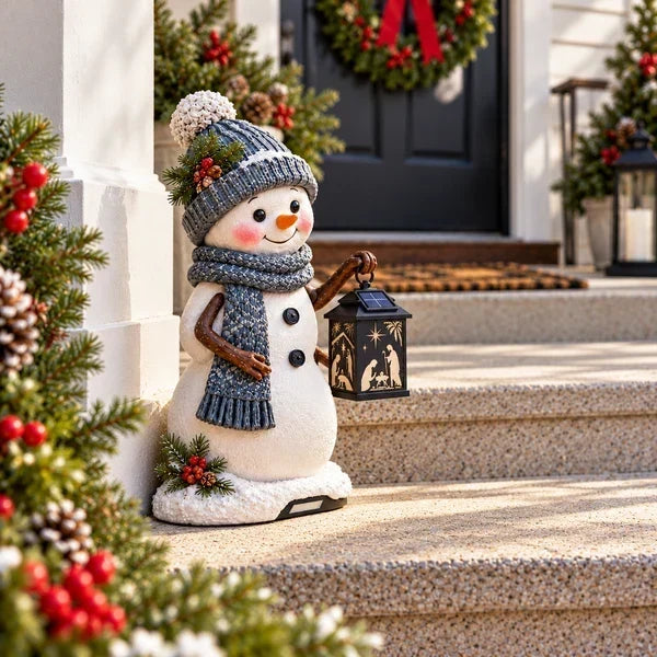 ⛄ Last Day 49% Snowman Nativity Glow™ – Solar Christmas Step Light with Holy Family Projection!!!