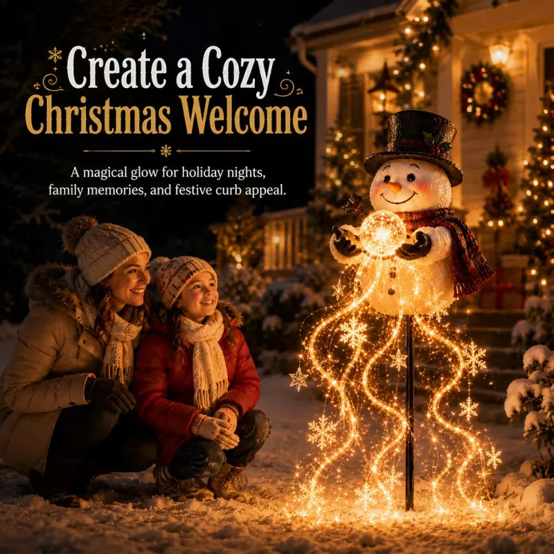 ⛄Snowman Magic Fountain-Flowing Snowflake LED Christmas Garden Light❄️