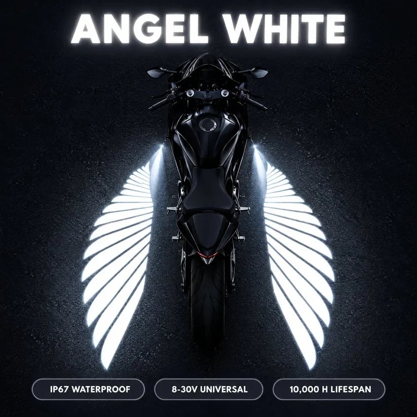 🏍️ Angel Wing Motorcycle LED Projector Lights (1 Pair)
