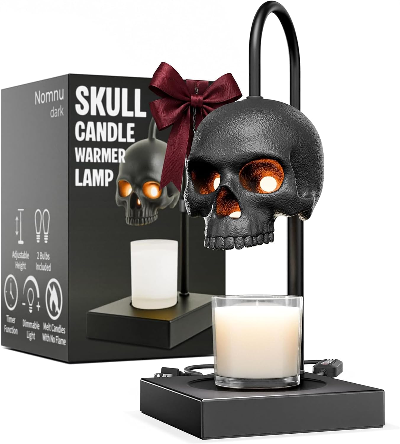 💀Gothic Skull Candle Warmer Lamp with Timer & Dimmable Heat