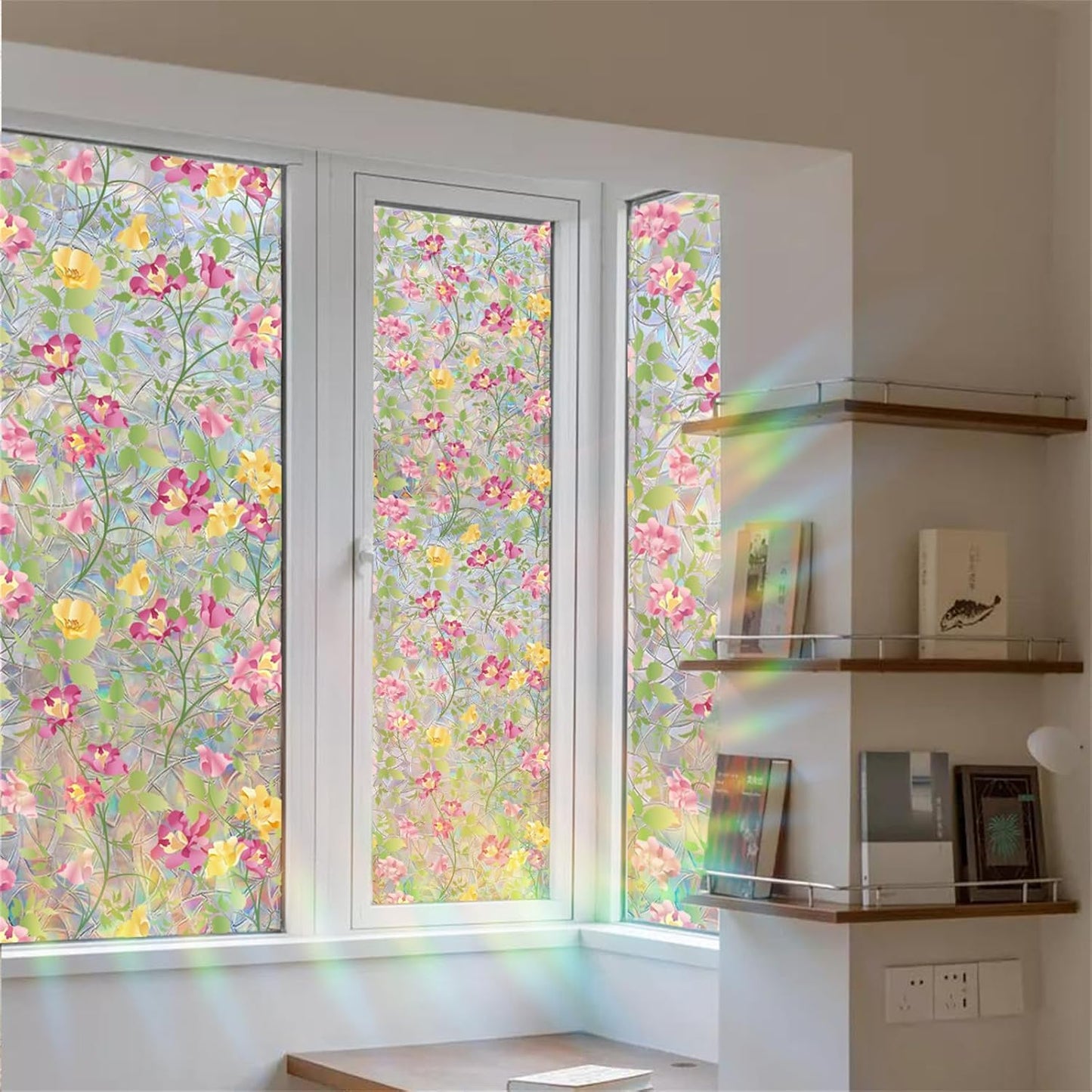 Floral Frosted Privacy Window Film – Glue-Free Static Cling Glass Cover