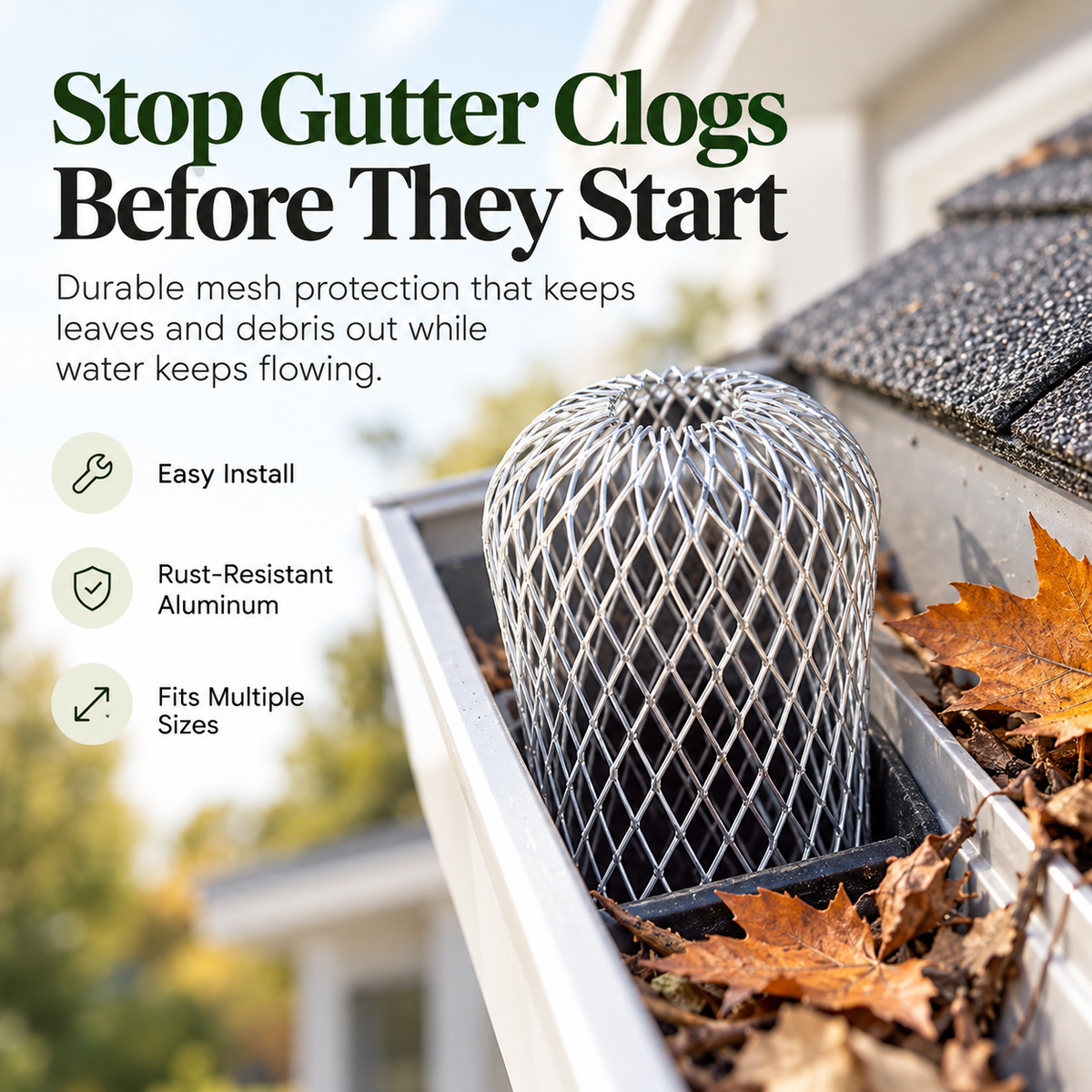 🍂Expandable Aluminum Downspout Debris Guard