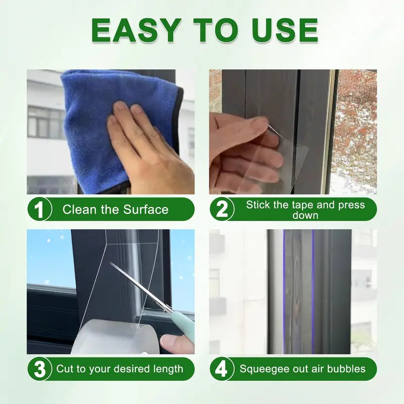 ❄️💨Clear Window Sealing Tape – Waterproof, Draftproof & Easy to Remove