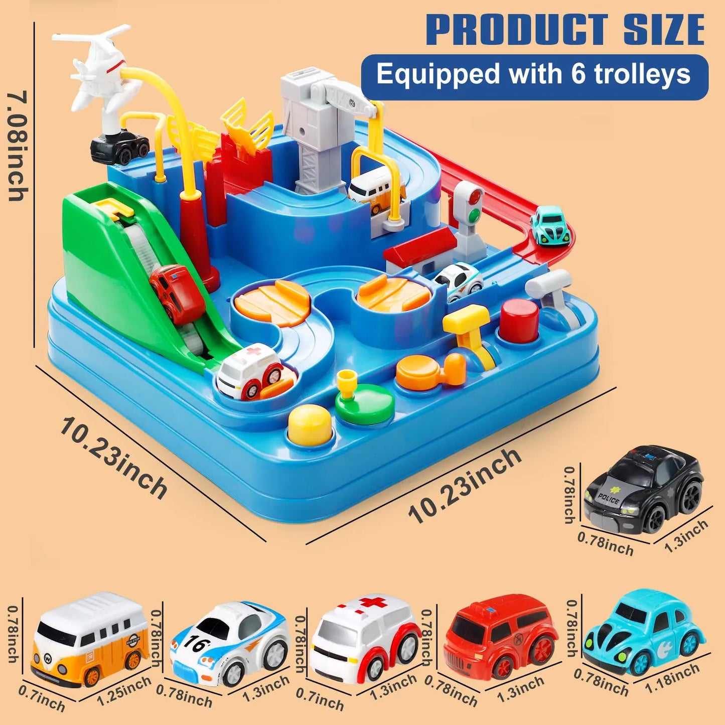 Kids Race Track Adventure Toy with 4 Cars - Safe & Easy Assembly