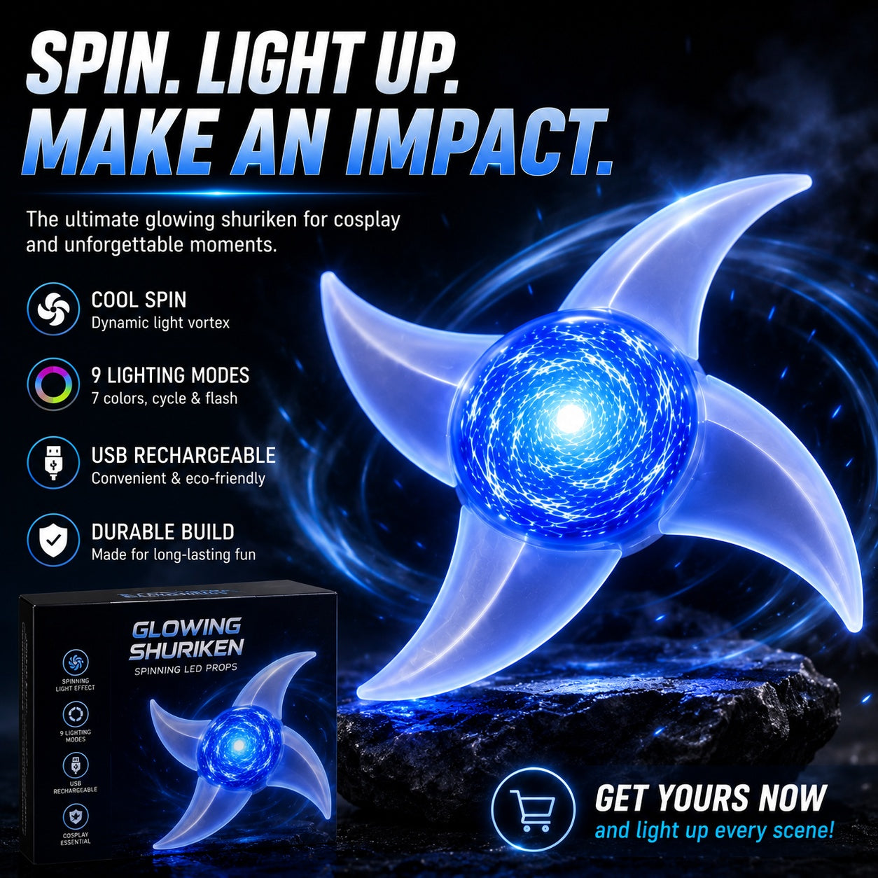 🔥Spinning Light Prop for Cosplay-Imagine Anime Energy Spinning in Your Hands
