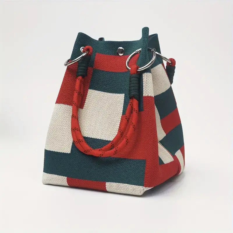 👜Boho Woven Polyester Bucket Bag