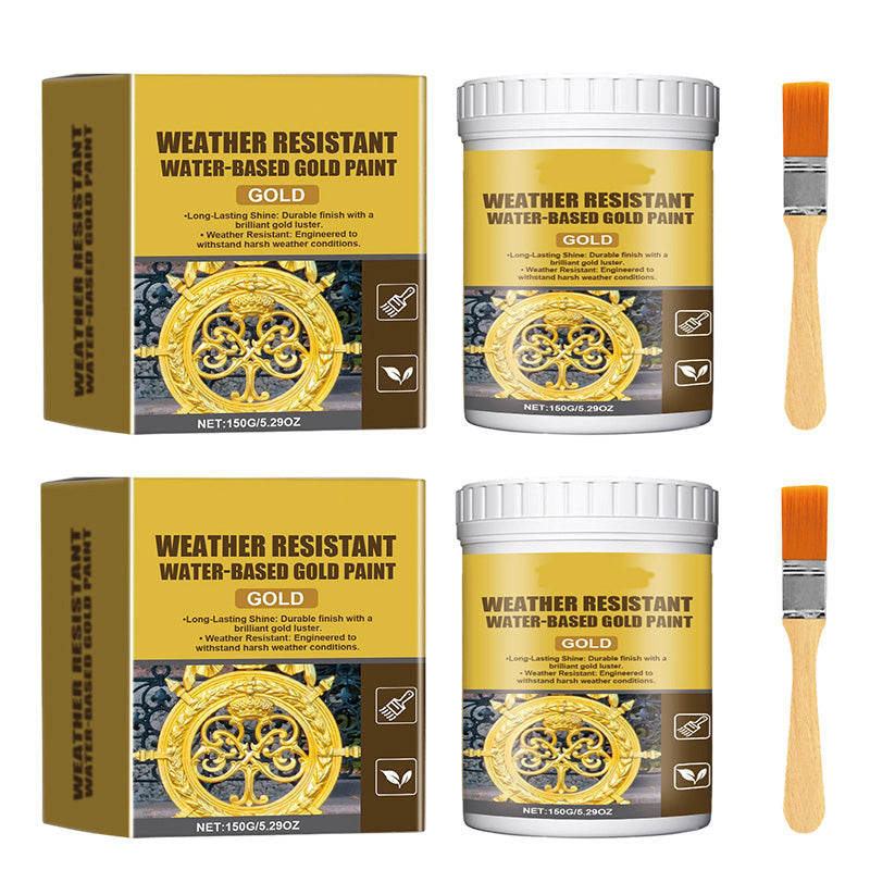 ✨ 150g Weather-Resistant Gold Paint – Premium Metallic Gold Finish for Metal, Wood, Stone & Outdoor Decor | Water-Based Gold Paint with Brush, Smooth Application & Long-Lasting Shine 🏡🎨