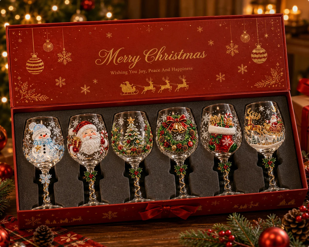 🎄🍷 Christmas 3D Wine Glass Collection – Santa, Snowman, Reindeer & Holiday Designs | Elegant Festive Drinkware & Gift Box Set ✨🎁