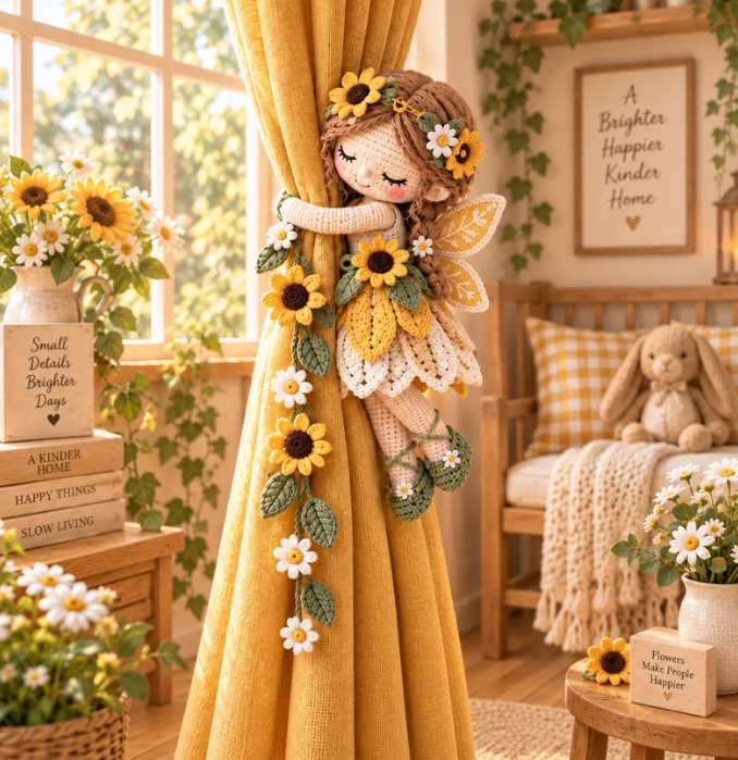 🧚 Fairy Hug Crochet Curtain Tiebacks – Cute Window Decor