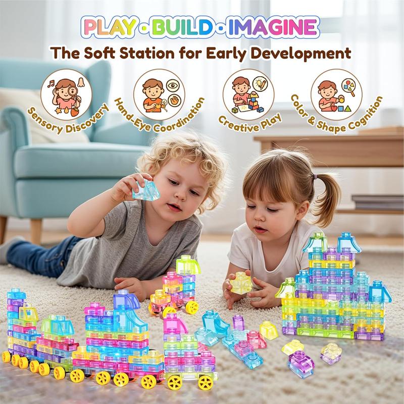 Soft Jelly Blocks , Squishy Multi-color Stacking Jelly Building Blocks Toy Set