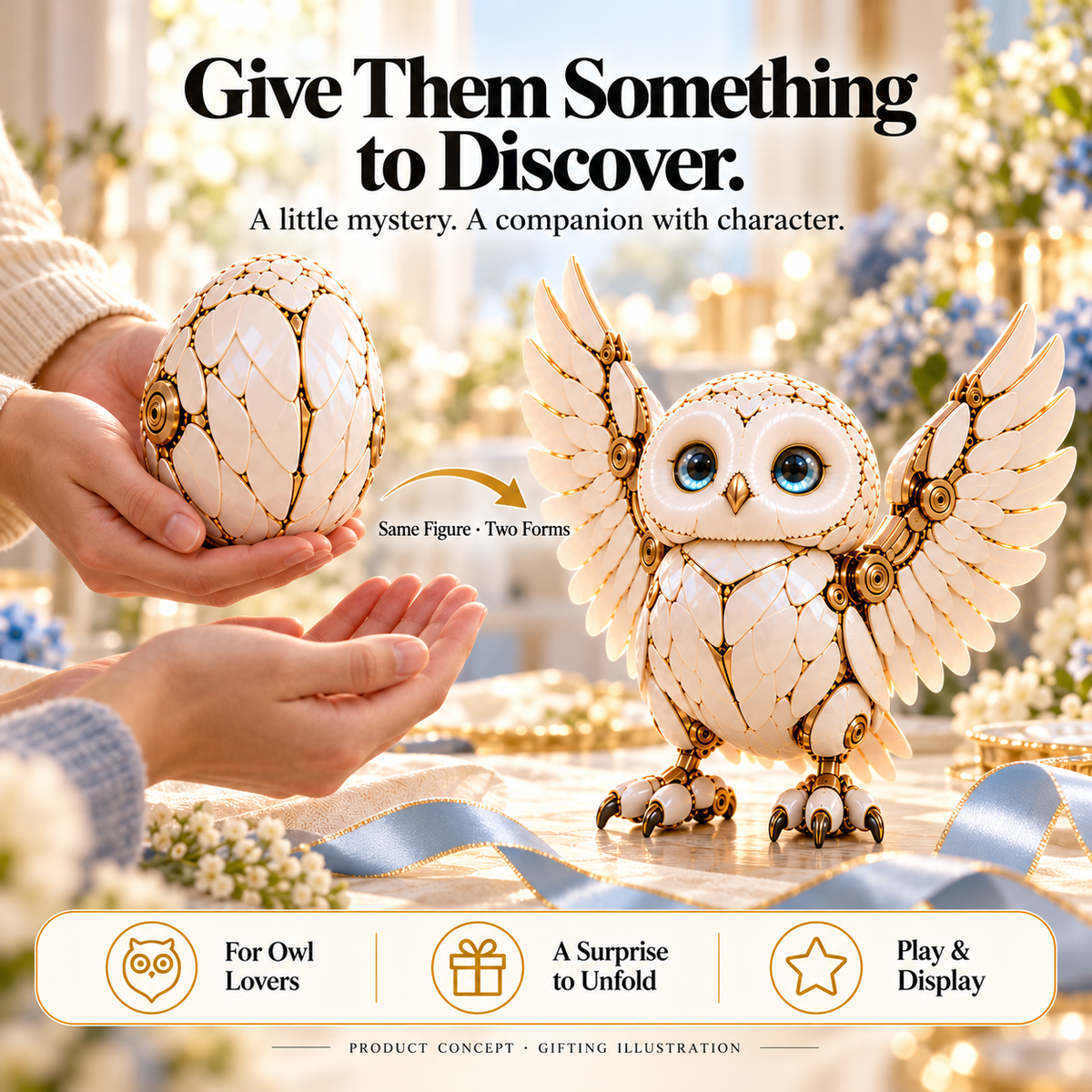 2-in-1 Transforming Mechanical Owl Egg 🦉 | Unfold Surprise, Decor Display Companion, 49% OFF Limited