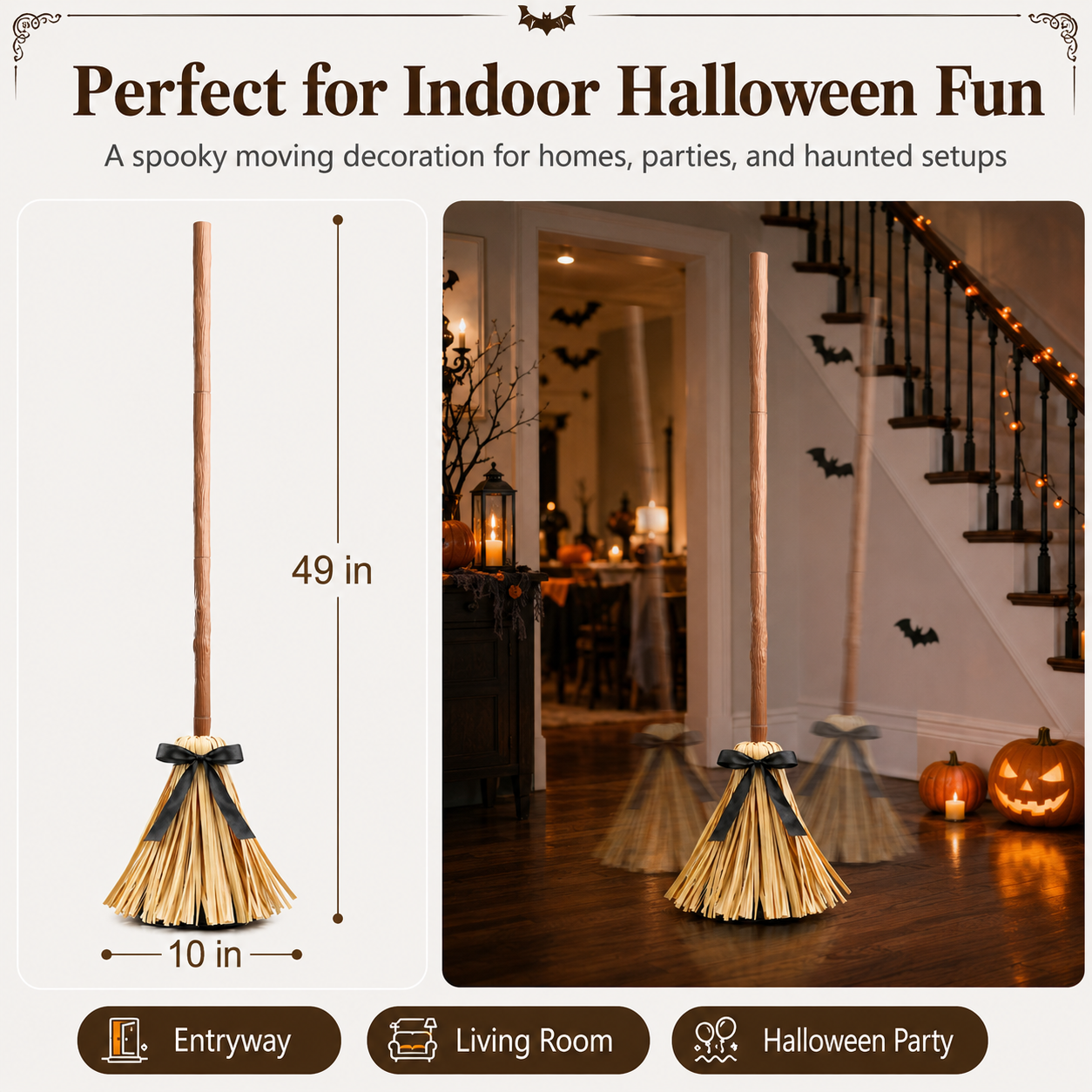 🔥Dancing Witch Broom Touch Activated Halloween Decorations🔥