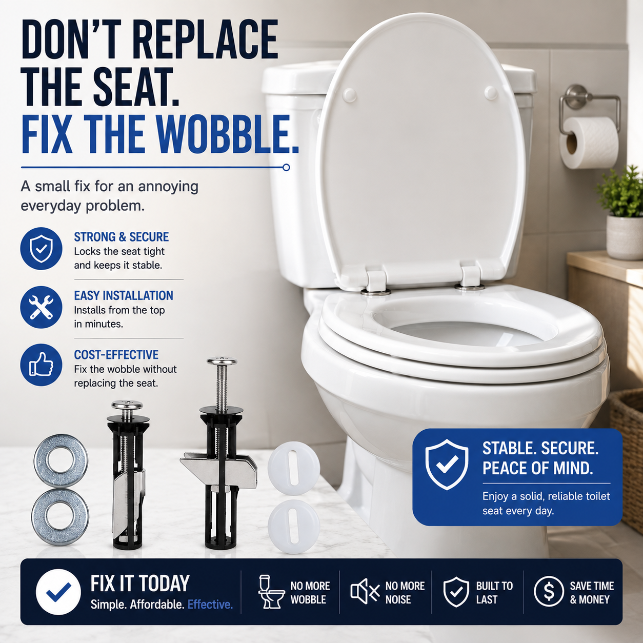 🔧Toilet Seat Fixing Kit – Stop Wobbling & Secure Your Seat
