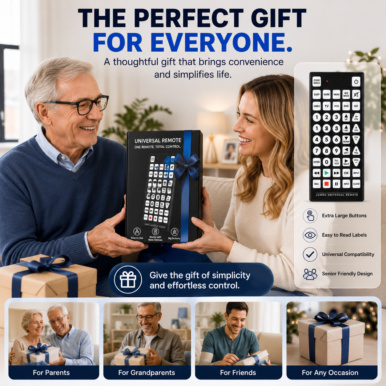 Limited Dexterity or Vision Big Button Universal Remote