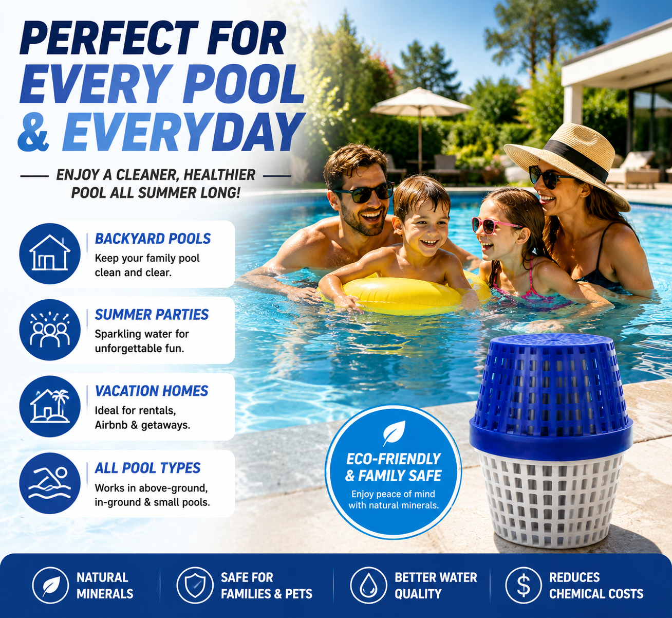🏊♂️ Crystal Clear Pool Water Mineral Cleaner – Anti-Algae Pool Treatment Stick