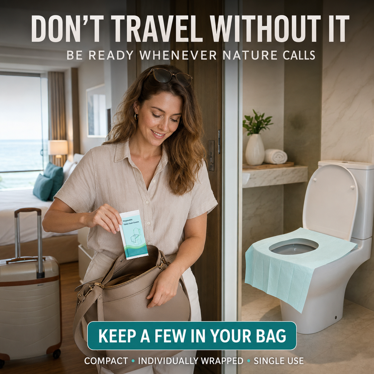 🚽 Disposable Adhesive Toilet Seat Covers – Extra Coverage for Travel & Public Restrooms
