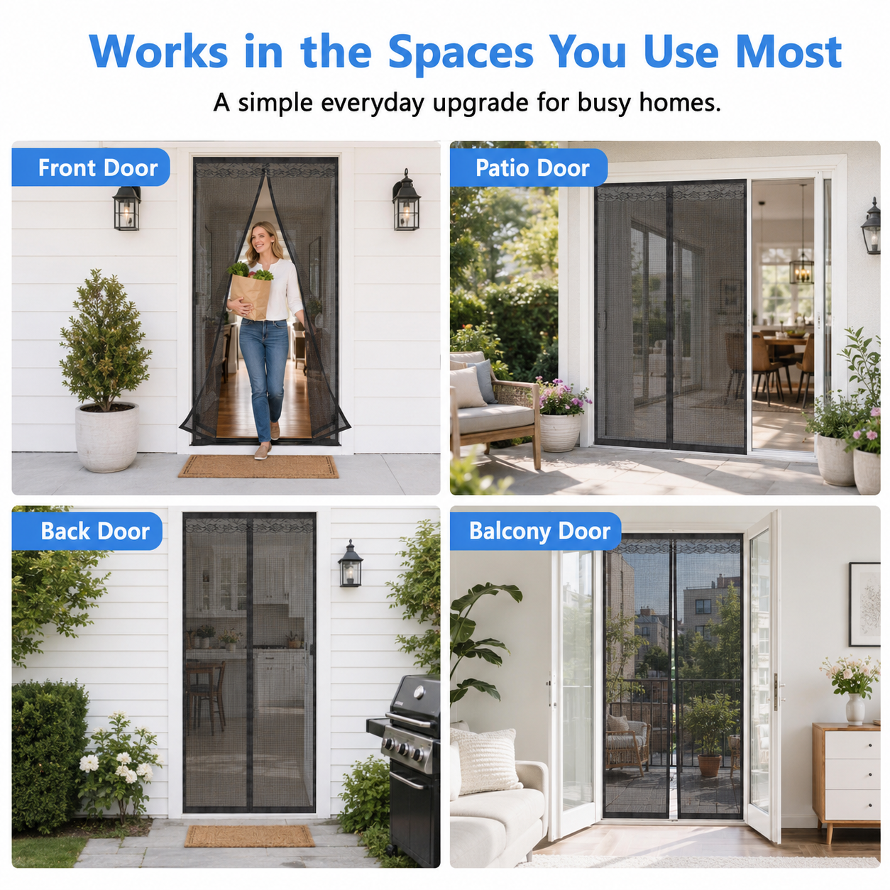 ✨Magnetic Mesh Screen Door, Hands-Free Self-Closing Door Screen with Strong Magnets