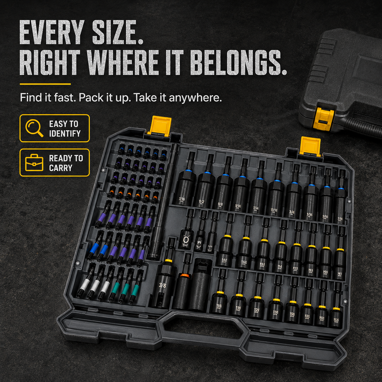 🧰 80-Piece Magnetic Nut Driver Set – SAE & Metric Impact Socket Kit