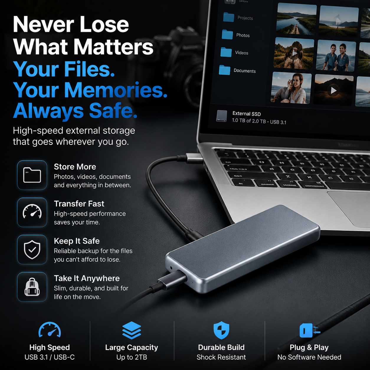 🔥 LAST DAY 50% OFF-Portable External SSD – Protect Your Photos, Videos & Important Files✨