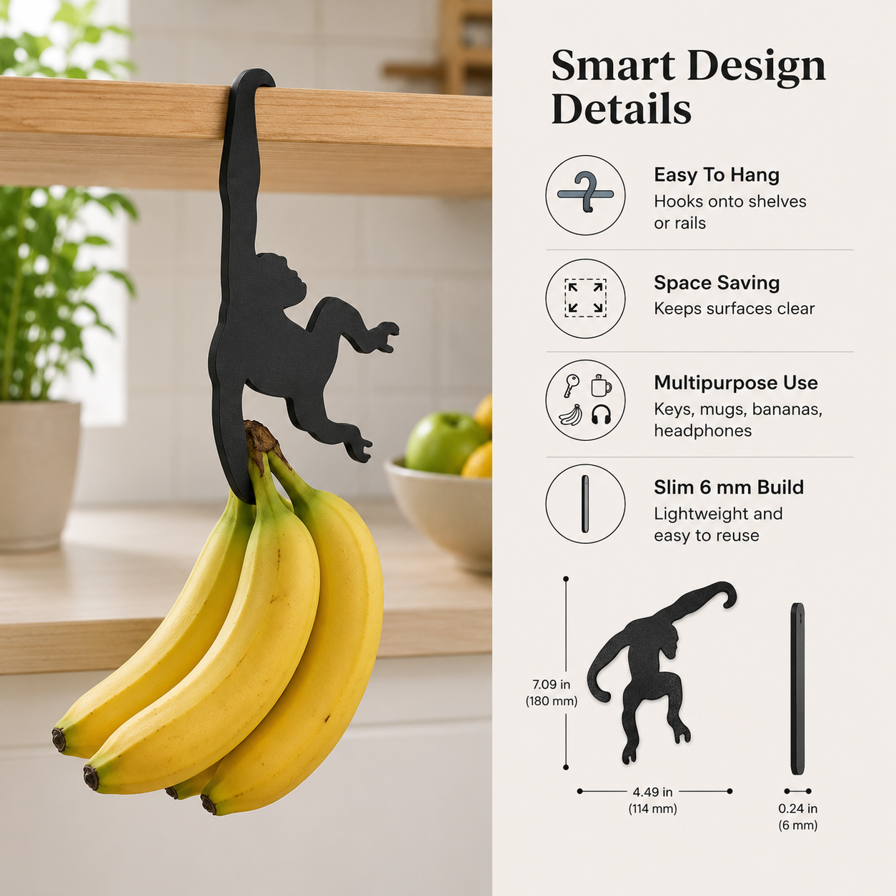 🐒🍌Monkey Hanger Hooks – 3-Pack Space-Saving Utility Hooks