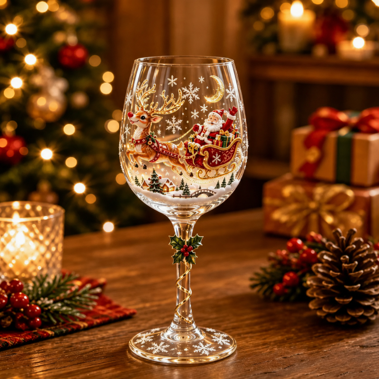 π·3D Christmas Collectible Stemmed Glass β 6 Festive Designs