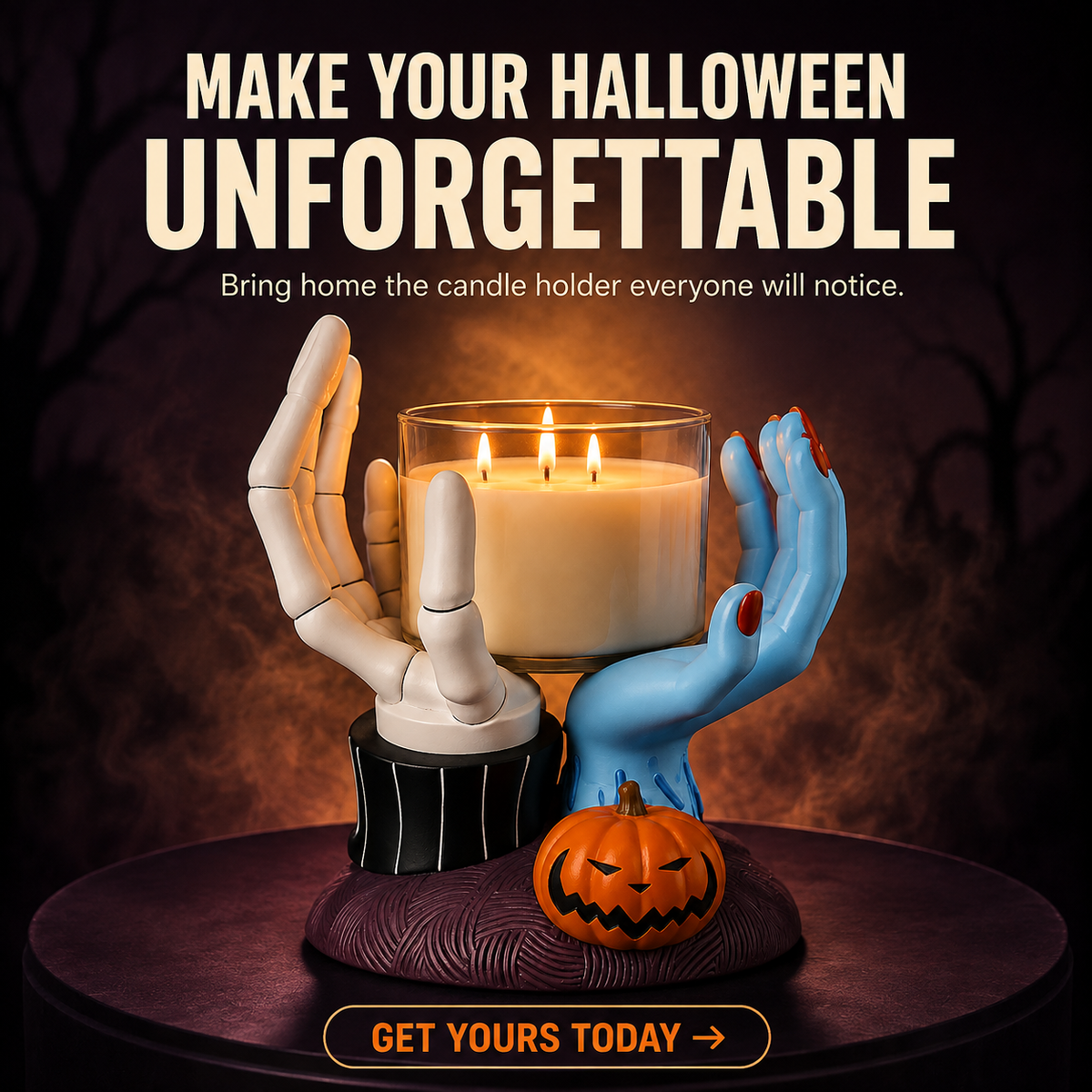 π Spooky Hands Candle Holder β Cute & Creepy Halloween Tabletop Decor