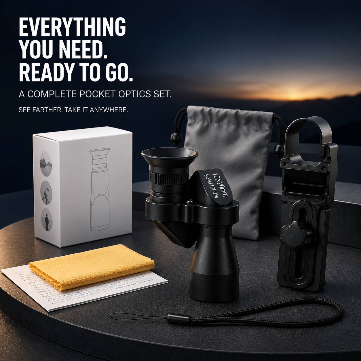 π 10Γ20 Mini Monocular Phone Telescope β Pocket Long-Distance Viewer with Adjustable Smartphone Clip