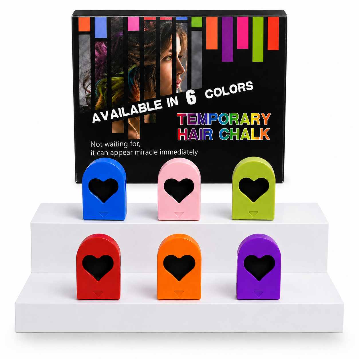 🌈 Instant Hair Color Magic – Washable Temporary Hair Chalk Set ✨