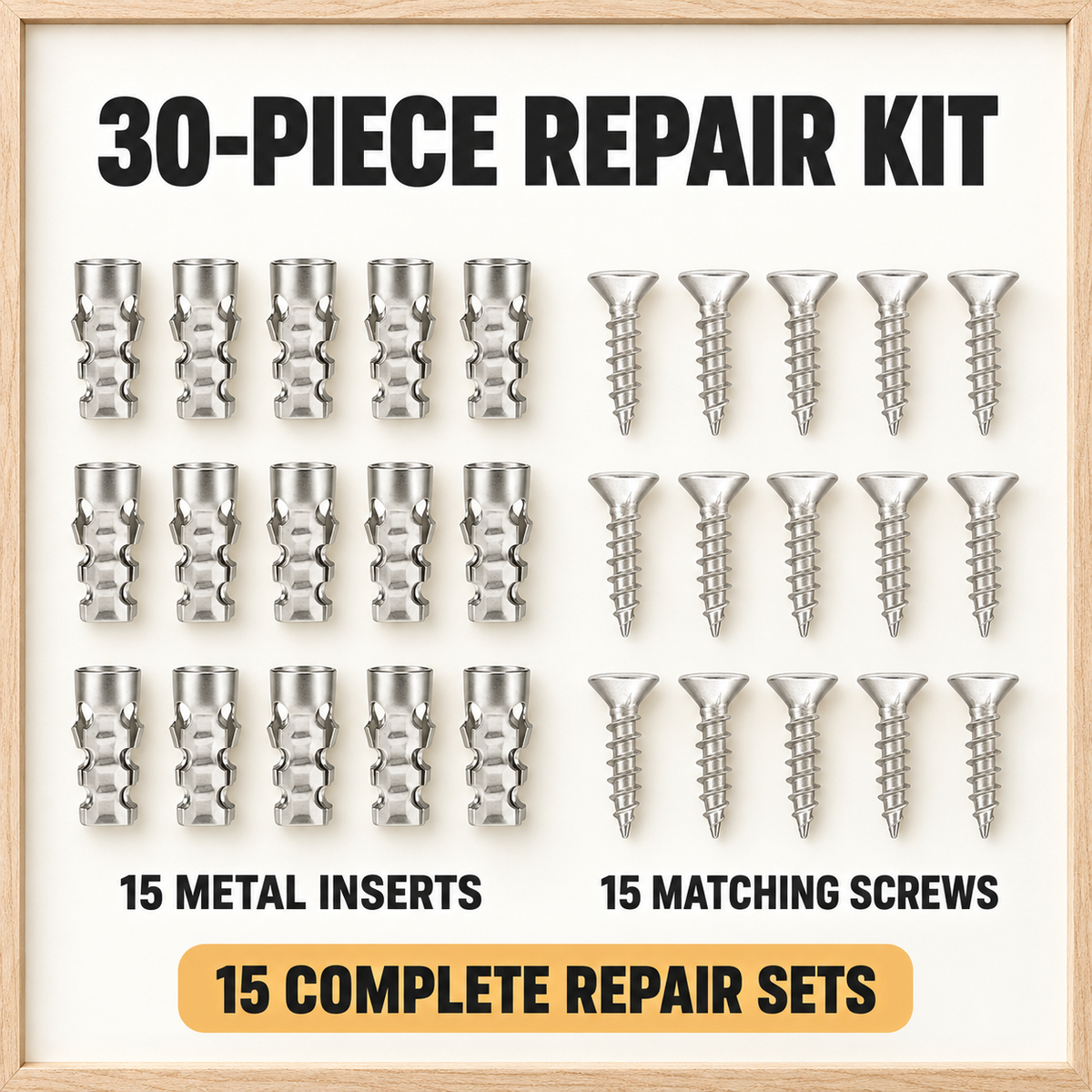 π© 30-Piece Wood Screw Hole Repair Anchor Kit β Restore Loose Furniture Fixings