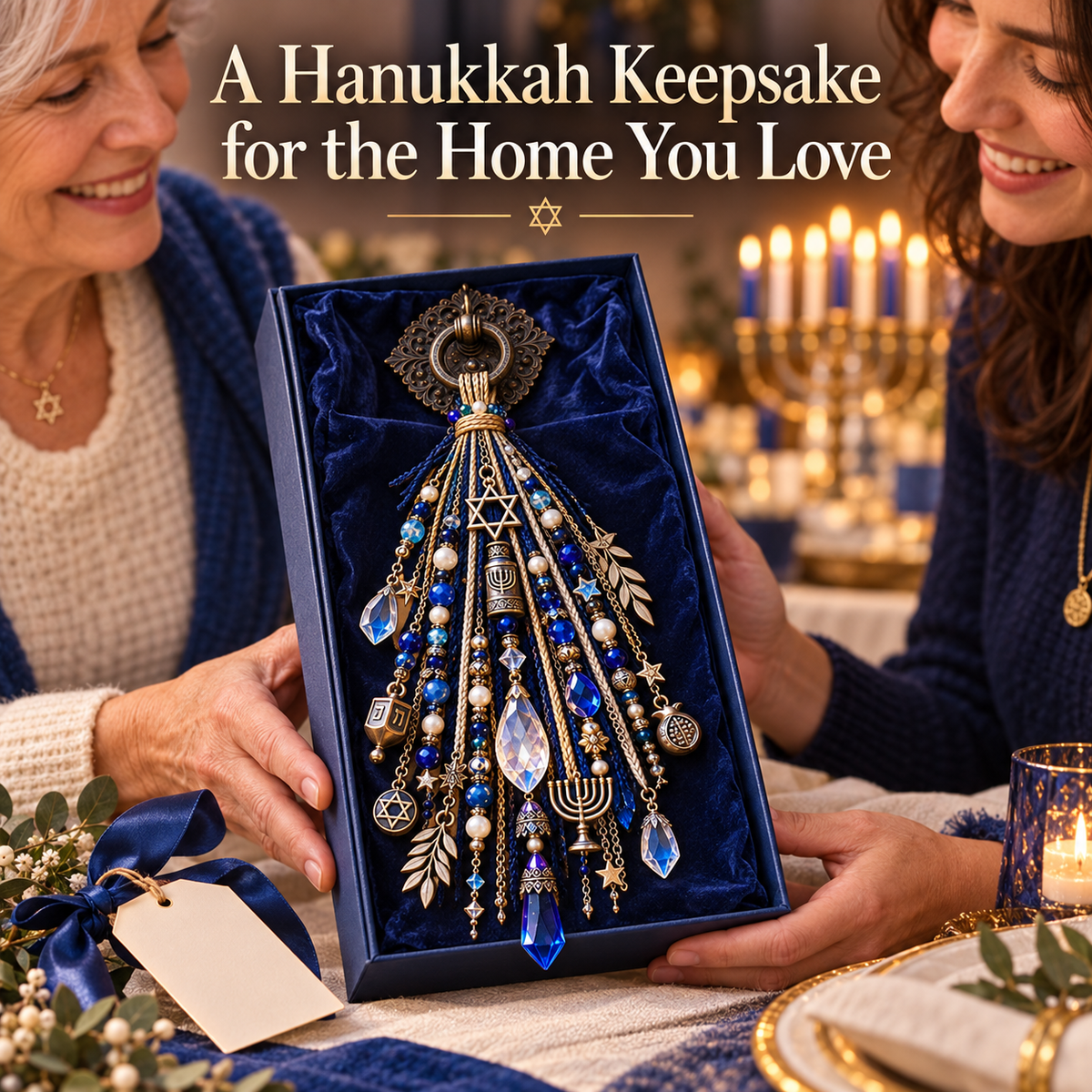 ๐ Festival of Lights Door Blessing โ Hanukkah Keepsake for Home & Family