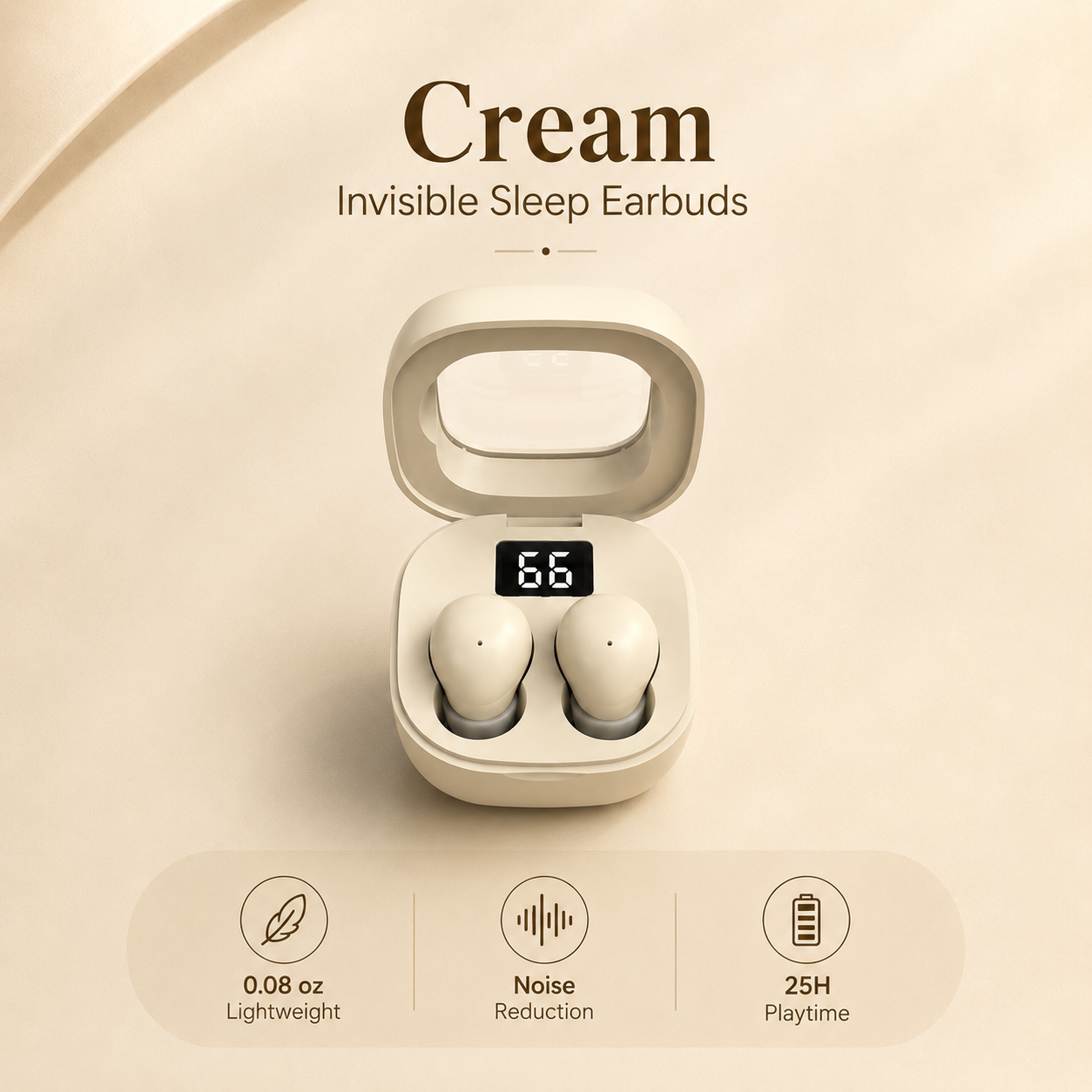 Invisible Sleep Earbuds – Ultra-Light Noise Cancelling Earbuds for Side Sleepers with 25H Battery Life