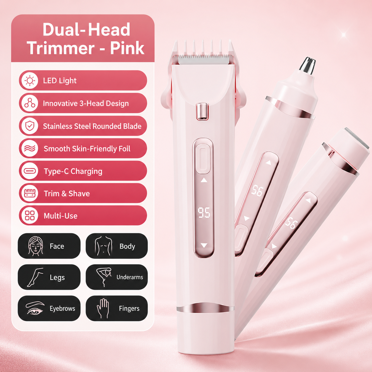 ✨ 3-in-1 Women’s Electric Grooming Trimmer – Trim, Shave & Detail with Ease