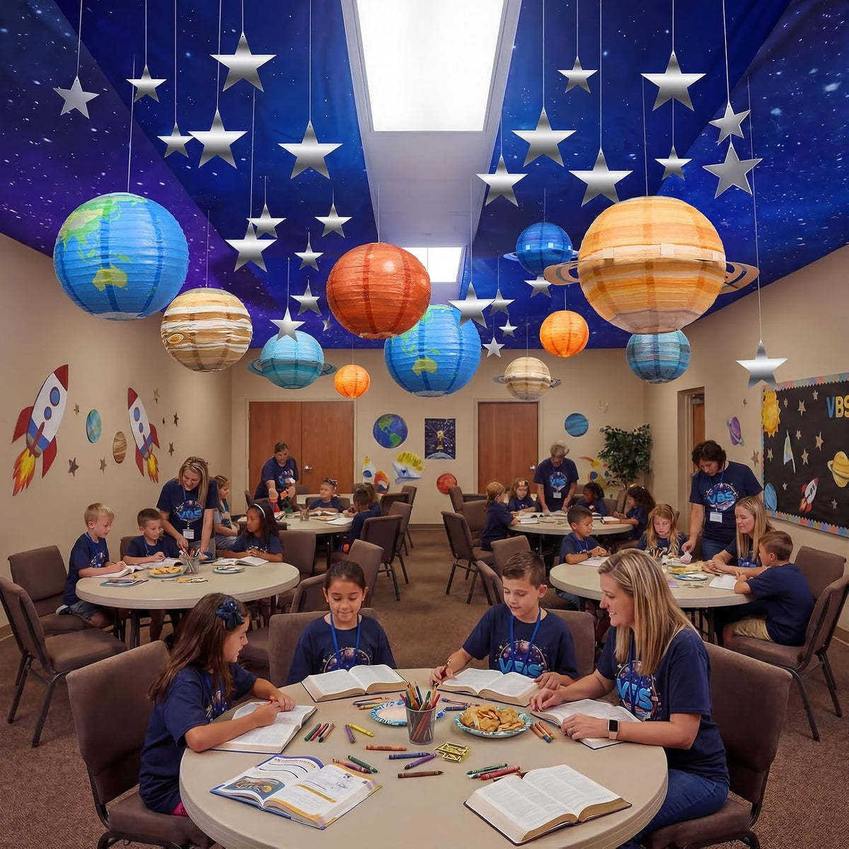 โค๏ธ8pcs Planet Paper Lanterns, 12 Inch Outer Space Party Decorations | Solar System Hanging Planets Lantern, for Kids, Space Theme Party, Birthday Room Decorations