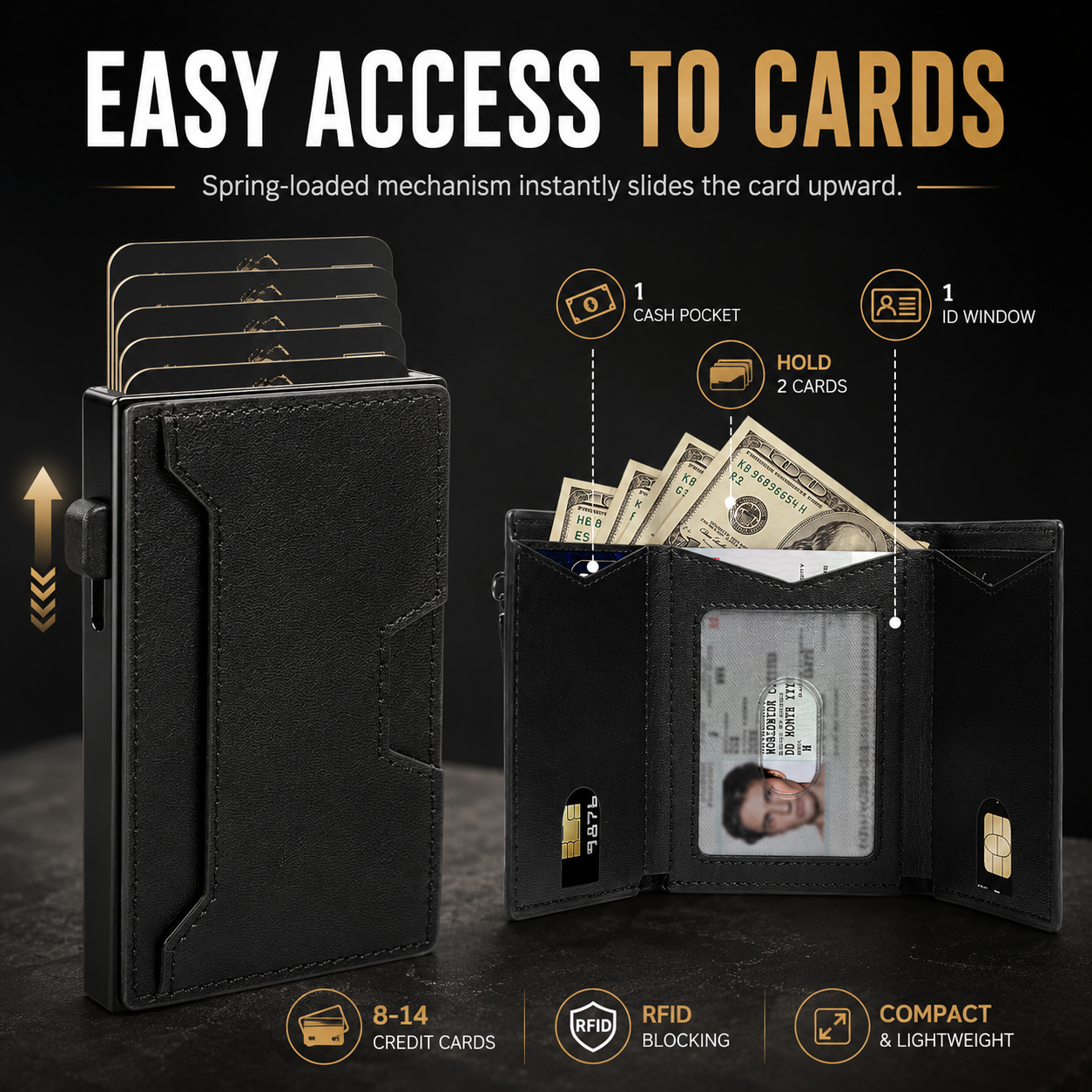 Men’s RFID Blocking Wallet | Slim Card Holder with Coin Pocket