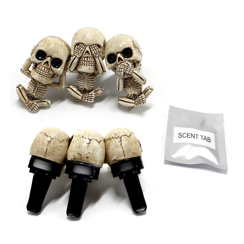 💀3-Piece Skull Car Diffuser Set – Gothic Air Vent Decor