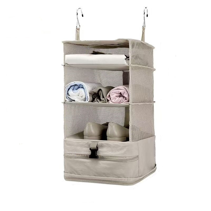 Collapsible 4-Tier Hanging Travel Storage Organizer | Your Portable Closet for Home & Trips