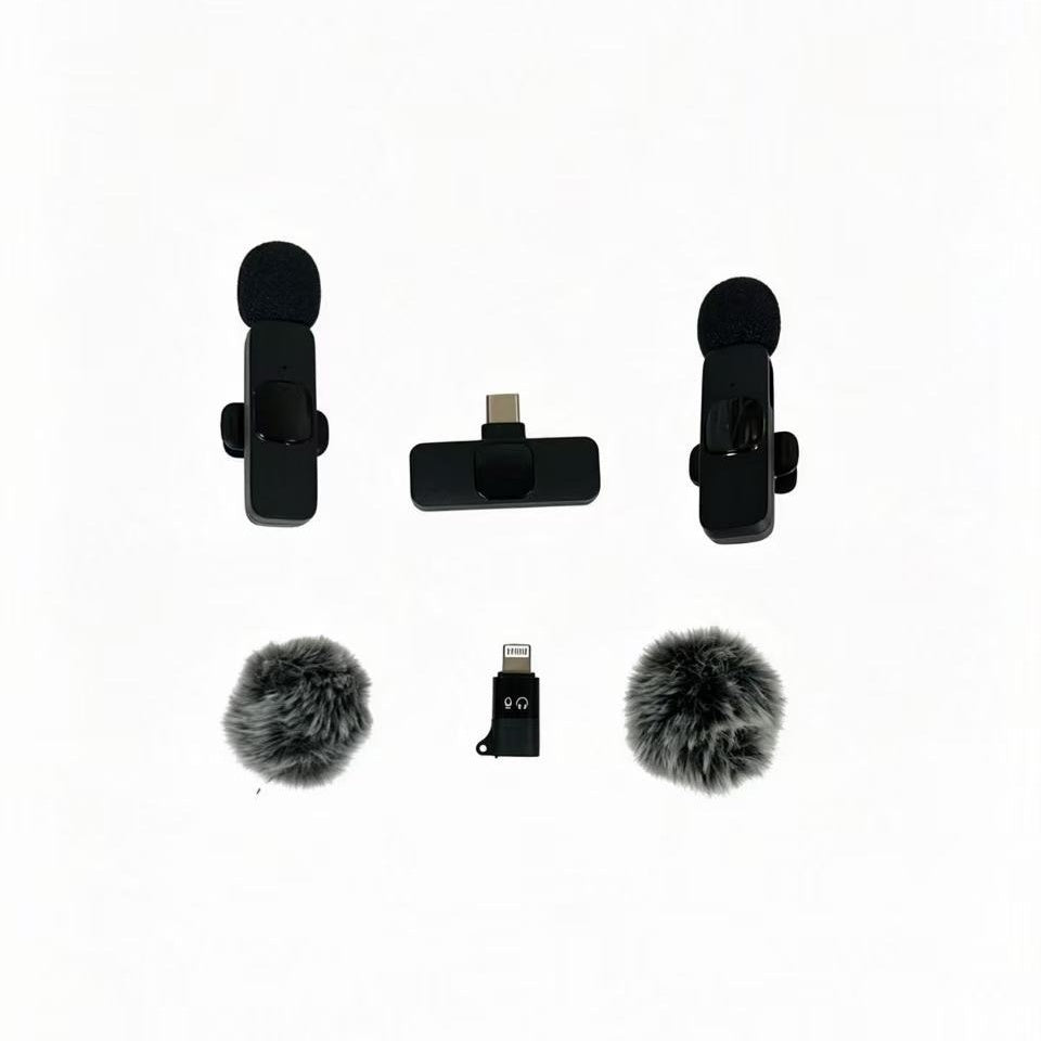 2 Pcs Wireless Lavalier Microphone for iPhone & Android | Plug & Play Dual Mic