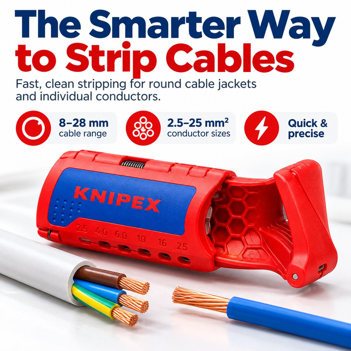 ๐งโก KNIPEX Professional 2-in-1 Cable Stripping Tool ๐ฅโ๏ธ Multi-Size Wire Stripper & Cable Jacket Remover ๐ช๐ ๏ธ Fast, Precise & Easy to Use | For Electricians & DIY Projects ๐