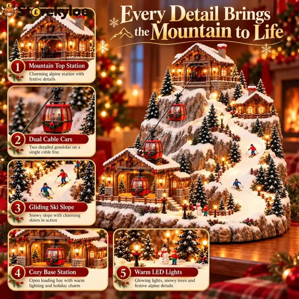 🎄🚡 Magical Christmas Cable Car Village – Animated Mountain Ski Resort with Festive Lights! ❄️✨