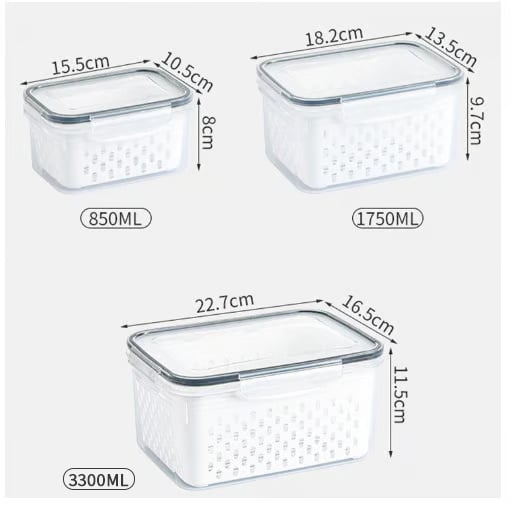 🥗Household transparent plastic food storage box-Including drain basket